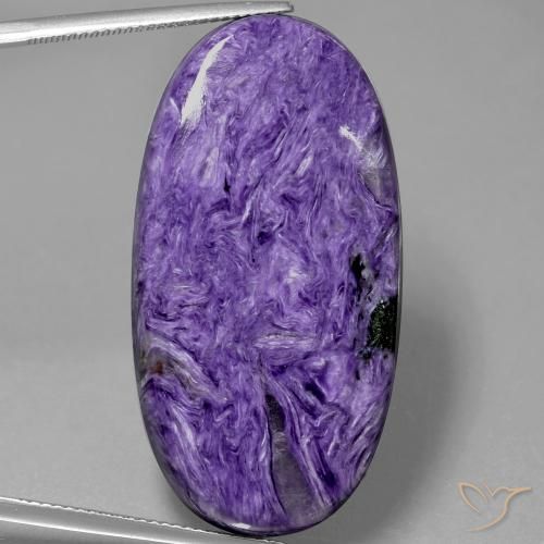Charoíta violeta natural de 55,43 ct, corte óvalo, opaco