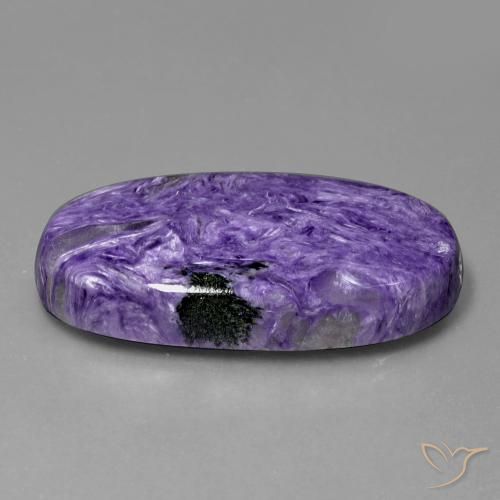 Charoíta violeta natural de 55,43 ct, corte óvalo, opaco