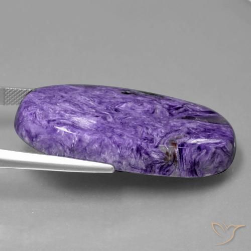 Charoíta violeta natural de 55,43 ct, corte óvalo, opaco