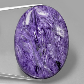 Charoíta violeta natural de 107,30 ct, corte óvalo, opaco