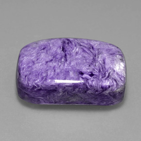 Charoíta violeta natural de 45,84 ct, corte cojín, opaco