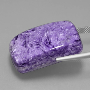 Charoíta violeta natural de 45,84 ct, corte cojín, opaco