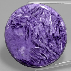 Charoíta violeta natural de 77,96 ct, corte redondo, opaco