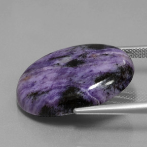 Charoíta violeta natural de 31,77 ct, corte óvalo, opaco