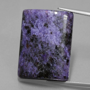 Charoíta violeta natural de 44,70 ct, baguette, opaco