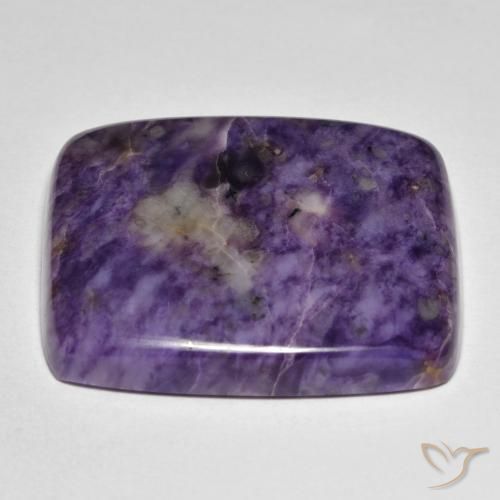 Charoíta Violeta oscuro natural de 50.09 ct, Forma Cojín, Opaco