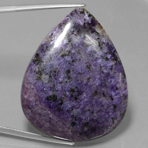 Charoíta Violeta oscuro natural de 67.98 ct, En forma de pera, Opaco