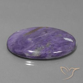 Charoíta Violeta oscuro natural de 63.83 ct, Ovalada, Opaco