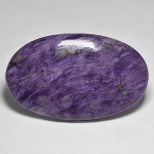 Charoíta violeta natural de 72,93 ct, corte óvalo, opaco