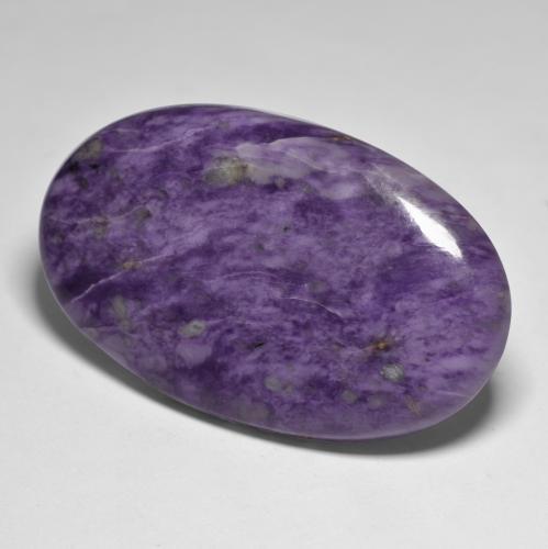 Charoíta violeta natural de 72,93 ct, corte óvalo, opaco