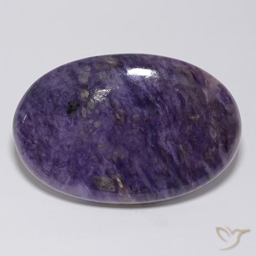 Charoíta Violeta oscuro natural de 61.63 ct, Ovalada, Opaco