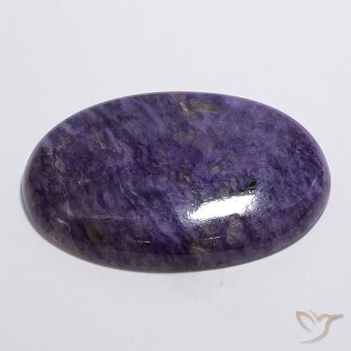 Charoíta Violeta oscuro natural de 61.63 ct, Ovalada, Opaco