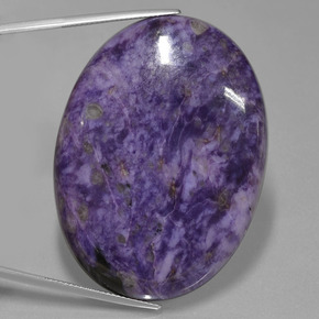 Charoíta violeta natural de 108,93 ct, corte óvalo, opaco
