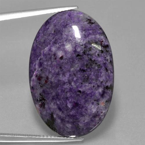 Charoíta Violeta oscuro natural de 26.72 ct, Corte Óvalo, Opaco