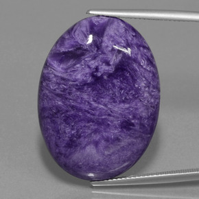 Charoíta violeta natural de 34,37 ct, corte óvalo, opaco