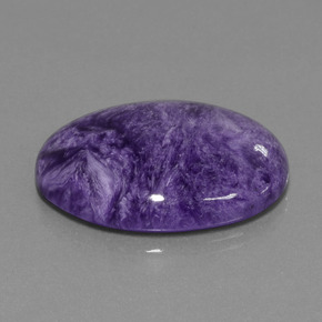 Charoíta violeta natural de 34,37 ct, corte óvalo, opaco