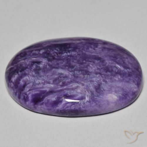 Charoíta Violeta oscuro natural de 30.20 ct, Ovalada, Opaco
