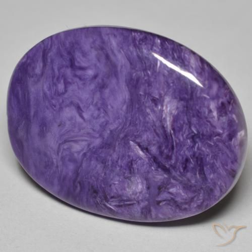 Charoíta Violeta oscuro natural de 27.75 ct, Ovalada, Opaco