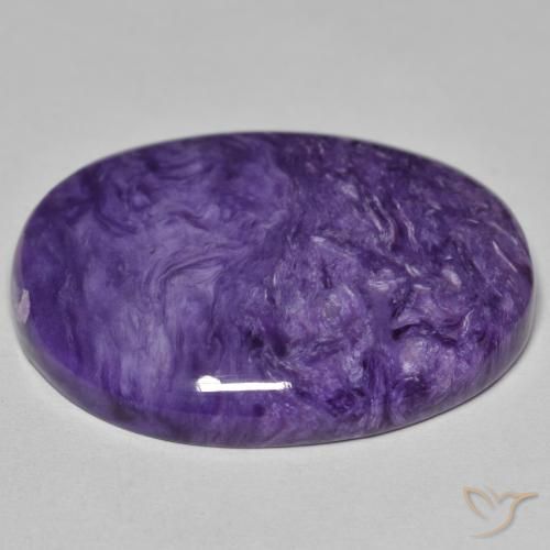Charoíta Violeta oscuro natural de 27.75 ct, Ovalada, Opaco