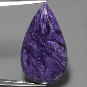 Charoíta violeta natural de 15,63 ct, en forma de pera, opaco