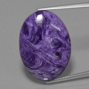Charoíta violeta natural de 14,65 ct, corte óvalo, opaco