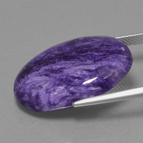Charoíta violeta natural de 19,87 ct, corte óvalo, opaco
