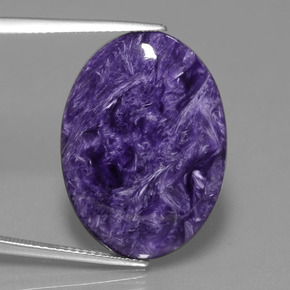 Charoíta violeta natural de 15,55 ct, corte óvalo, opaco