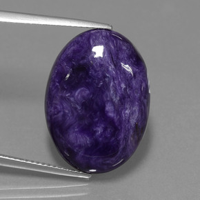 Charoíta violeta natural de 15,00 ct, corte óvalo, opaco