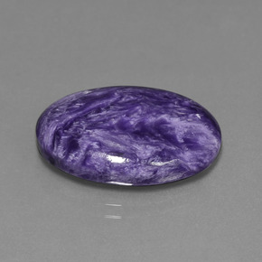 Charoíta violeta natural de 15,36 ct, corte óvalo, opaco