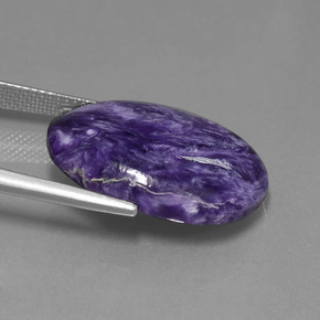Charoíta violeta natural de 15,36 ct, corte óvalo, opaco