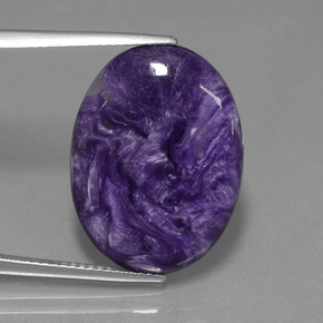 Charoíta violeta natural de 11,44 ct, corte óvalo, opaco