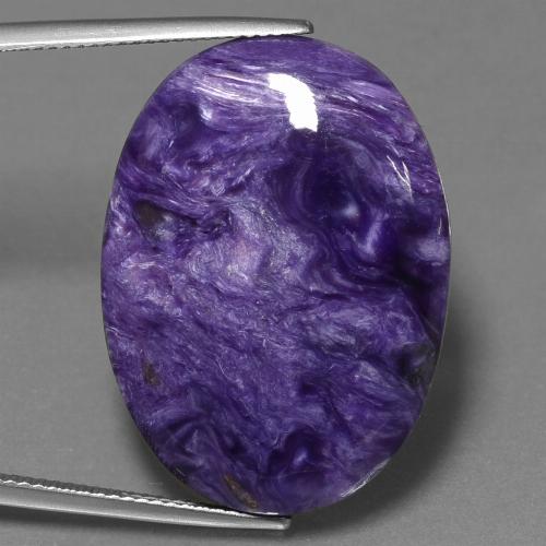 Charoíta Violeta oscuro medio natural de 32.90 ct, Corte Óvalo, Opaco