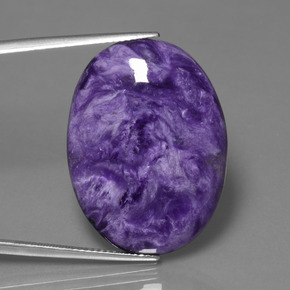 Charoíta violeta natural de 26,68 ct, corte óvalo, opaco