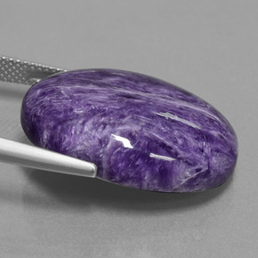 Charoíta violeta natural de 22,07 ct, corte óvalo, opaco