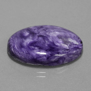 Charoíta violeta natural de 19,58 ct, corte óvalo, opaco