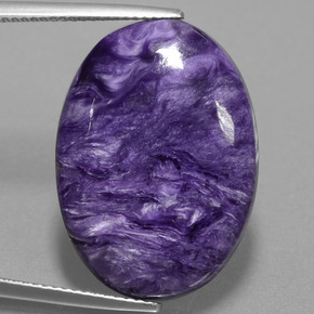 Charoíta violeta natural de 19,61 ct, corte óvalo, opaco