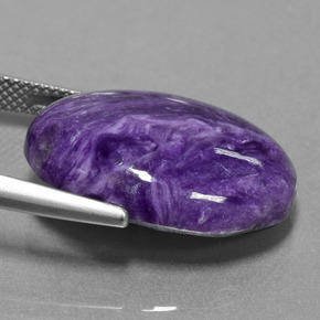 Charoíta violeta natural de 16,36 ct, corte óvalo, opaco