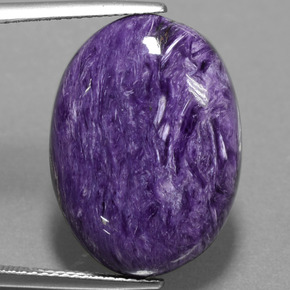 Charoíta violeta natural de 15,38 ct, corte óvalo, opaco
