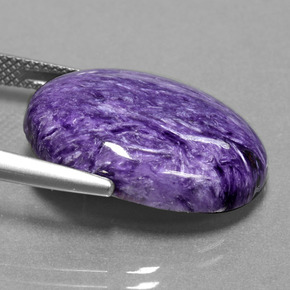 Charoíta violeta natural de 15,38 ct, corte óvalo, opaco