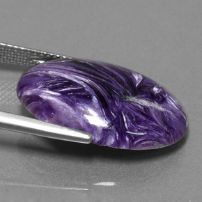 Charoíta violeta natural de 11,10 ct, corte óvalo, opaco
