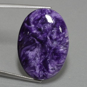 Charoíta violeta natural de 29,03 ct, corte óvalo, opaco