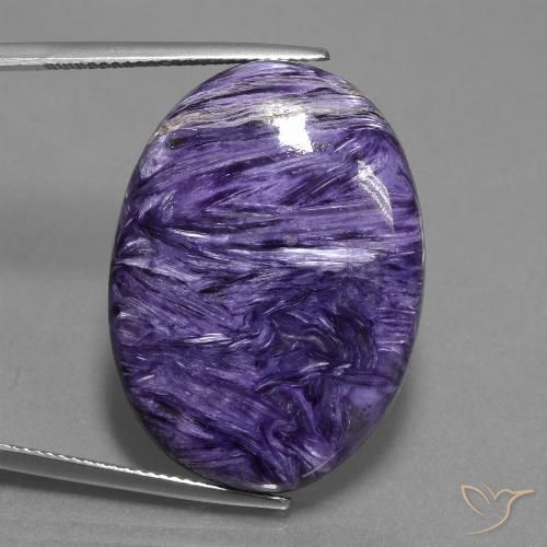 Charoíta Violeta oscuro natural de 38.12 ct, Ovalada, Opaco