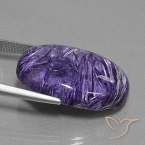 Charoíta Violeta oscuro natural de 38.12 ct, Ovalada, Opaco
