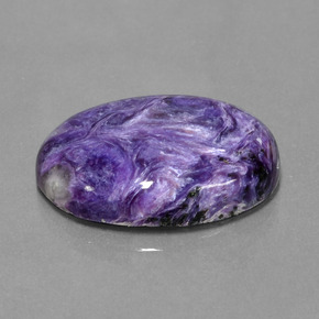 Charoíta violeta natural de 22,50 ct, corte óvalo, opaco