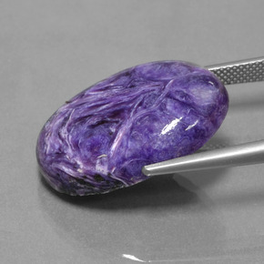 Charoíta violeta natural de 22,50 ct, corte óvalo, opaco