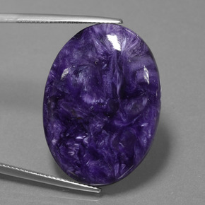 Charoíta violeta natural de 29,06 ct, corte óvalo, opaco