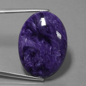 Charoíta violeta natural de 35,11 ct, corte óvalo, opaco