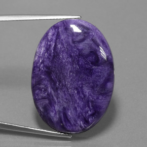 Charoíta violeta natural de 26,43 ct, corte óvalo, opaco