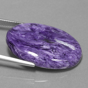 Charoíta violeta natural de 30,97 ct, corte óvalo, opaco