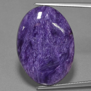 Charoíta violeta natural de 16,68 ct, corte óvalo, opaco